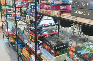 Game shelves at Gloose Festival