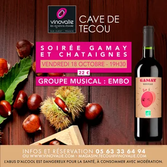 Soirée Gamay et Châtaignes – Sortie du Vin Nouveau Vinovalie Cave de Técou