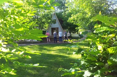 Wooden teepees and Municipal Camping of Brommat