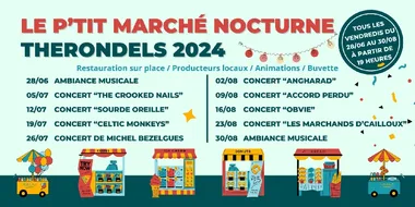 Le p’tit marché nocturne à Thérondels – Ambiance musicale