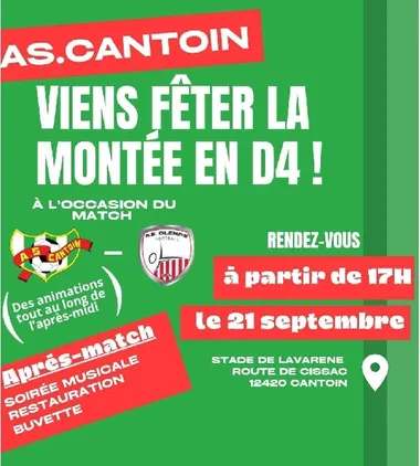 AS. Cantoin vous invite à fêter la montée en division 4