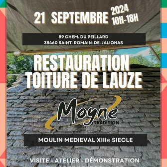 Restauration de la toiture de lauze du Moulin du Peillard