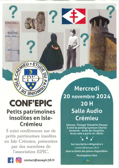 Conf’Epic : 5 mini-conférences sur de petits patrimoines insolites en Isle-Crémieu