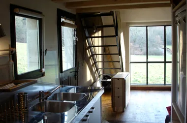 Kaltex cottage, kitchen, living room, staircase