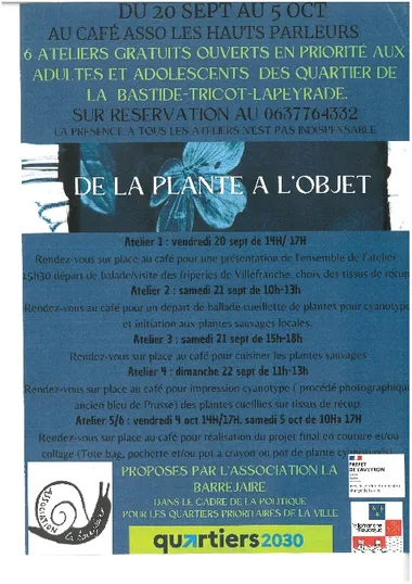 Ateliers : De la plante à l’objet