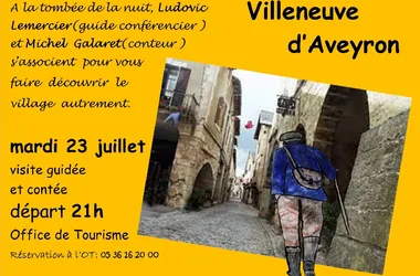 Visite nocturne et contée de Villeneuve-d’Aveyron avec Michel Galaret