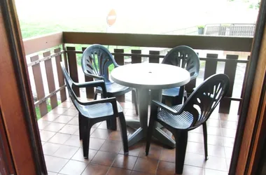 Large balcony with table