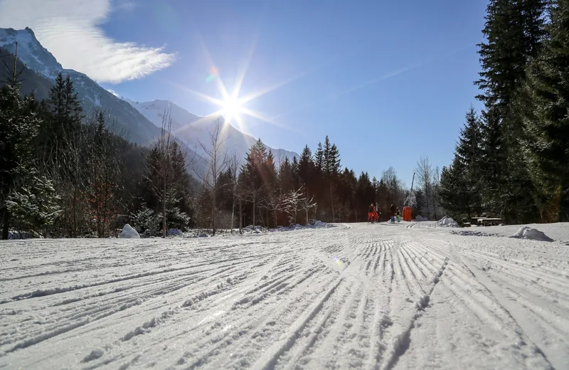 Freshly groomed cross-country skiing in Chamonix