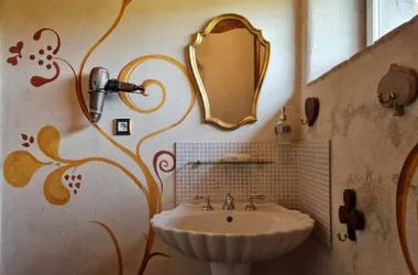 Salle de bains chambre kaki et beige