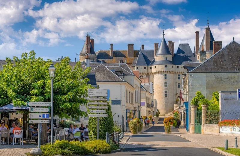 The little town of Langeais. Art and clay cycling loop. Loire Valley, France.
