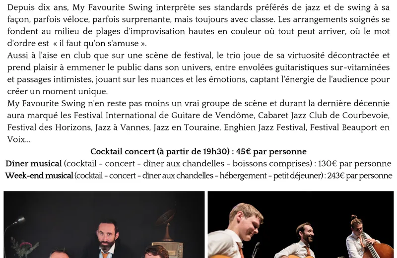 "My favourite swing" soiréé musicale au château... Le 9 nov 2024