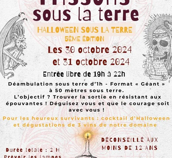 Halloween "Frisson sous la terre" à Troglo Dégusto Du 30 au 31 oct 2024