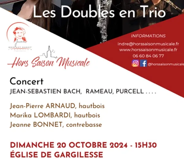 Hors saison musicale à l’Indre : concert Des Doubles en Trio