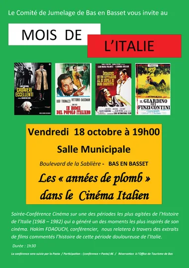 Mois de l’Italie : Soirée -conférence Cinéma ” les années de plomb dans le cinéma italien”