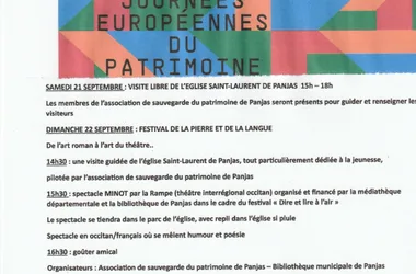 Journées Européennes du Patrimoine à Panjas