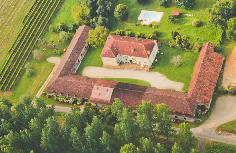 Aerial view of castle rooms