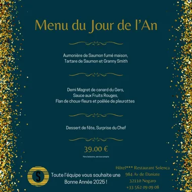 Menu du 1er jour de l’an au Solenca