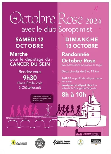 2 randonnées à Targé contre le cancer du sein Octobre Rose 2024