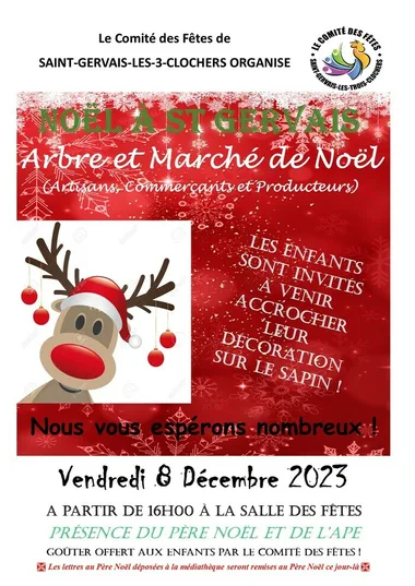 Arbre et marché de Noël organisé par le Comité des Fêtes de Saint-Gervais-les-Trois-Clochers