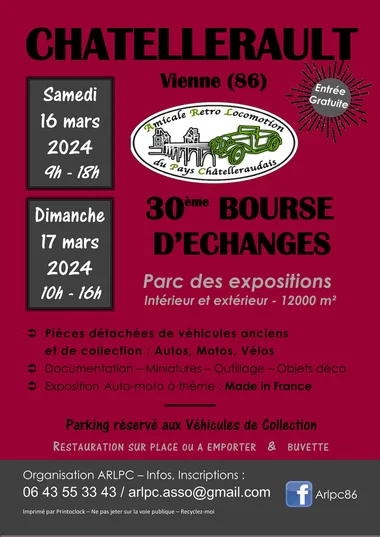 30ème BOURSE D’ECHANGES Auto Moto de Châtellerault (86)