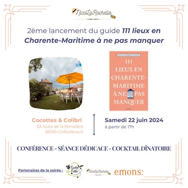 Soirée de lancement du livre “111 lieux en Charente-Maritime à ne pas manquer” en présence de Nicolas Barrault-Baudy – Historien, Auteur &Influenceur