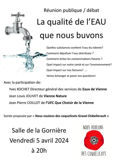 Réunion publique sur La Qualité de l’Eau sur Grand Châtellerault