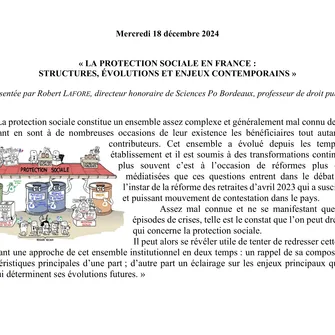 Conférence UTL : « LA PROTECTION SOCIALE EN FRANCE : STRUCTURES, ÉVOLUTIONS ET ENJEUX CONTEMPORAINS »