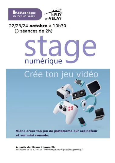 Bibliothèque du Puy : stage numérique “crée ton jeu vidéo”