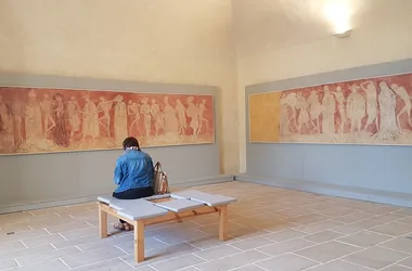 EVE_Museographischer Rundgang durch die Abtei von La Chaise-Dieu_Gaussin-Raum-Faksimile des Danse Macabre