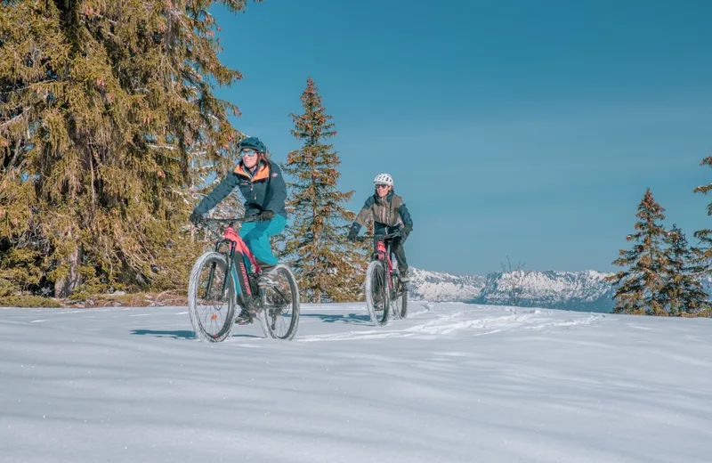 Катание на горном велосипеде по снегу - Alpes Aventures