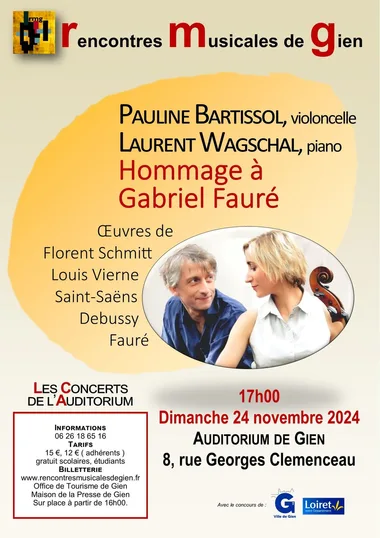 Concert des RMG : Laurent Wagschal, piano Pauline Bartissol, violoncelle