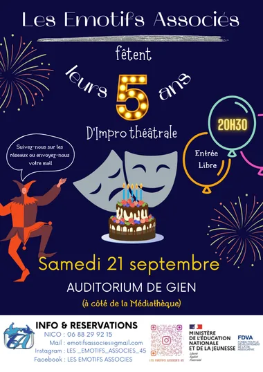 Spectacle d’improvisation des Emotifs et Fête des 5 ans de l’association