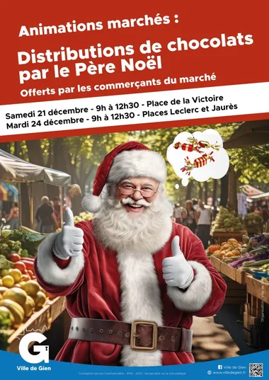 Animation Marché : Distribution de chocolats par le Père Noël