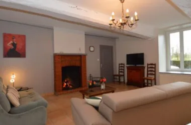 living room with back fireplace