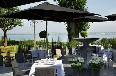 Ferme Saint Siméon - Terrace of the gourmet restaurant Les Impressionnnistes