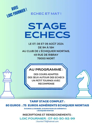 Stage d’échecs avec Loic Fournier à Niort