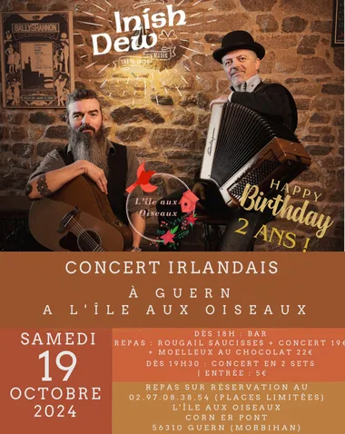 Concert irlandais pour les 2 ans de l’Île aux Oiseaux