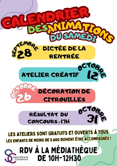 Animations du samedi à la médiathèque