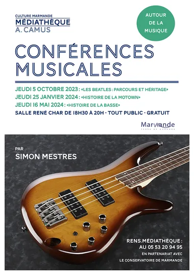 Conferencias musicales - 5 de octubre-2023-25 ​​de enero-16 de mayo de 2024 - Mediateca de Marmande (Redim)