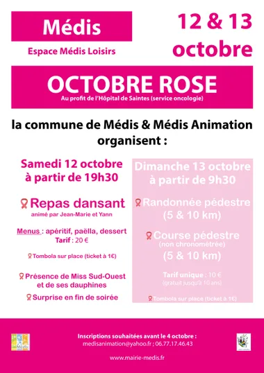 Octobre Rose – repas dansant et course et randonnée pédestre