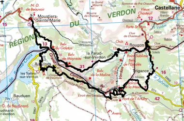 Tour des Gorges du Verdon - n°17 - Très difficile - ↔ 91 km, 5h15