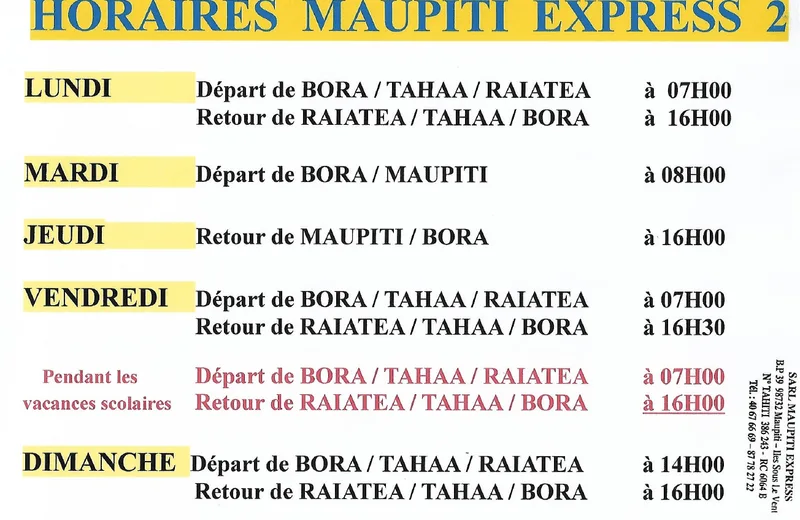 Maupiti Express Ii - Tahiti Tourisme