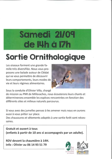 Les Pastorales de Clédat Sortie Ornithologique