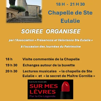 Visite commentée de la Chapelle de Ste Eulalie et Lectures musicales – JEP