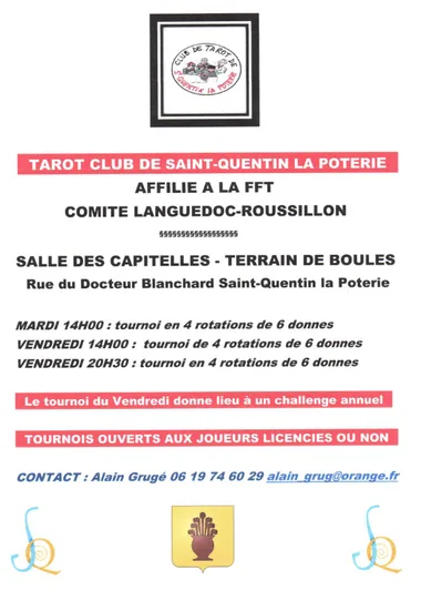 Tournois de tarot à St-Quentin-la-Poterie