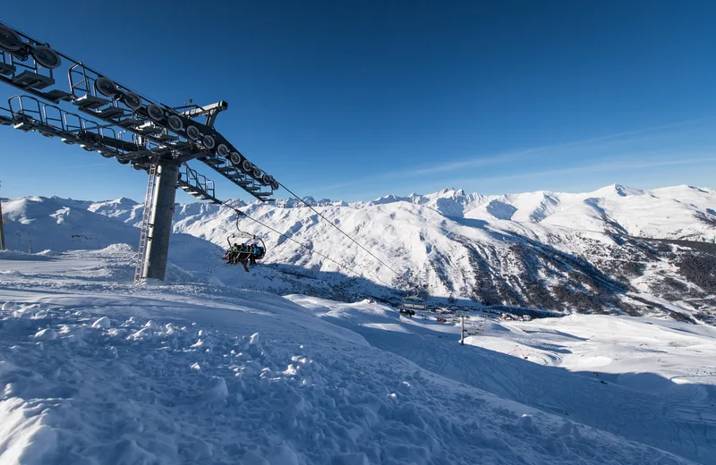 Ski lifts in winter