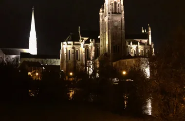 the basilica from the terrace at night