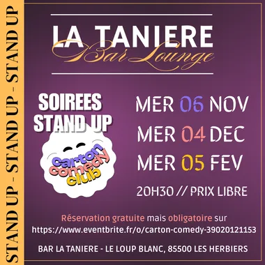 Soirée Stand Up au bar lounge La Tanière – Les Herbiers