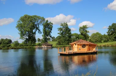 Floating cabin in the middle of the water